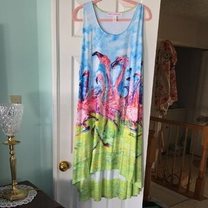 Flamingo Print Sleeveless Dress